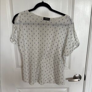 White Anchor Print Women's Top